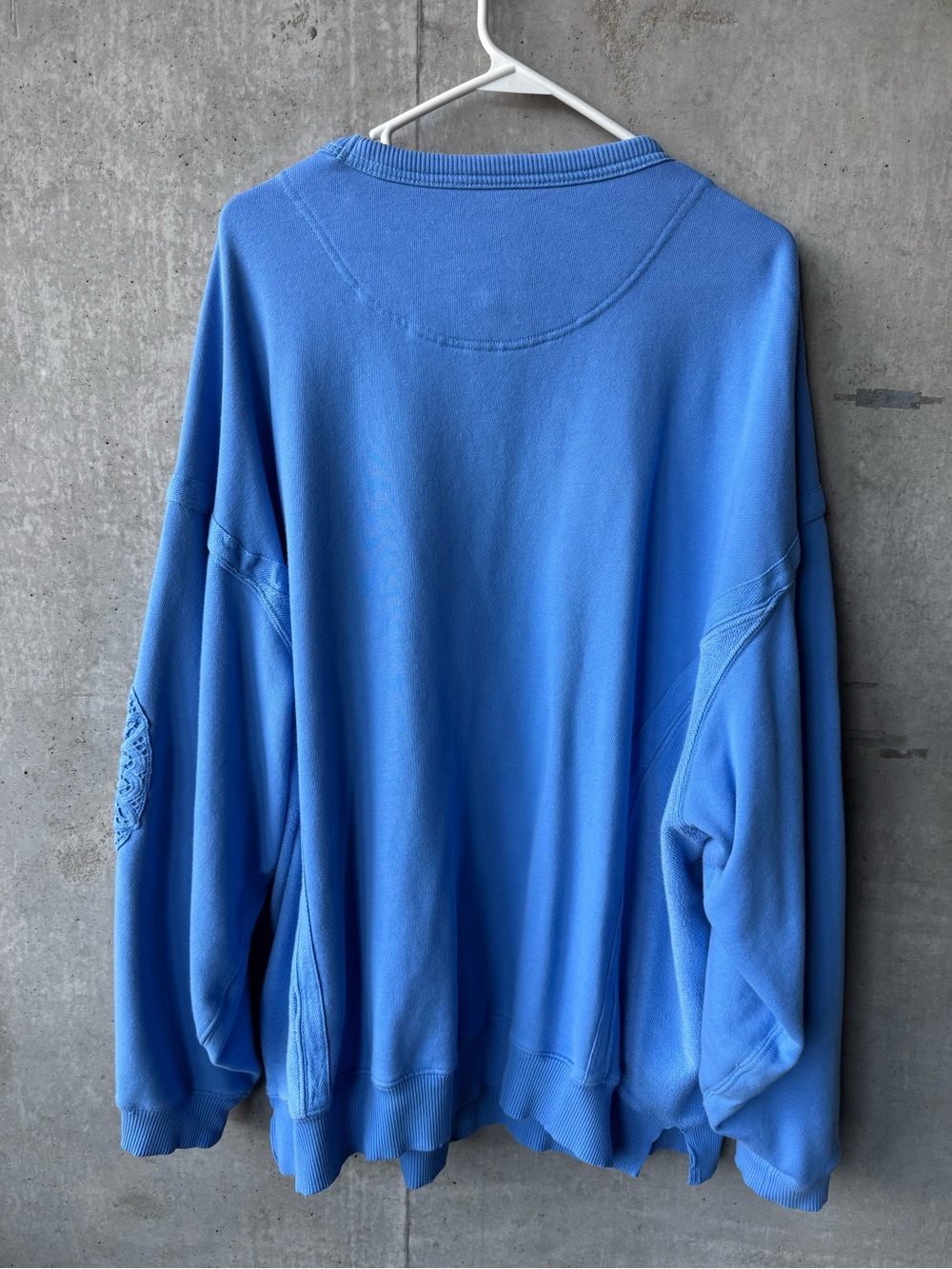 Aerie Blue Pullover Sweatshirt with Lace Elbow Detail - Picture 4 of 6